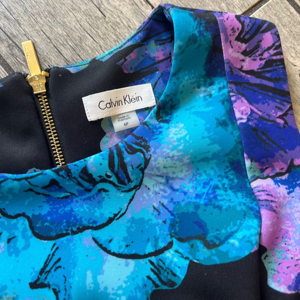 Calvin Klein Blue and Purple Sheath Midi Dress - Picture 2 of 3